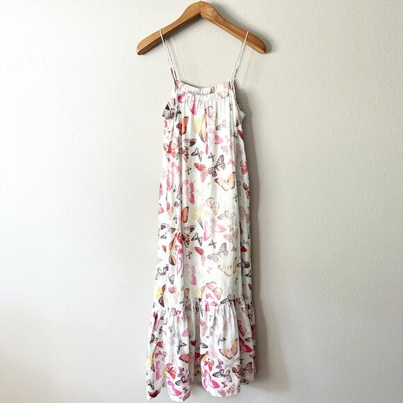 Hale Bob Butterfly 100% Linen Midi Spaghetti Strap Sun Dress women's size small - Picture 6 of 12